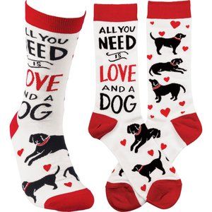 NEW "All You Need Is Love And A Dog" SOCKS from Primitives by Kathy